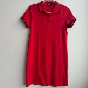 Fred Perry Twin Tipped Polo Mini Dress Preppy Red Size UK 12 US 8 Medium